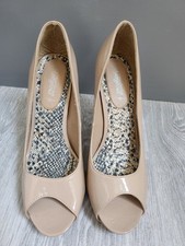 Ladies New Look Nude Peep Toe Heels Shoe Size 6