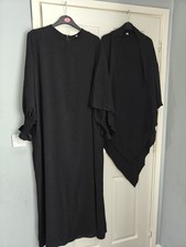 Black Long Abaya with 2 Layers