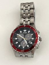 CITIZEN E812 ECO-DRIVE PILOT / AVIATOR STYLE CHRONOGRAPH WATCH - RED DIAL