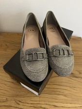 Ladies Dune Hylton Pewter Metallic Shoes Flat Shoes Size 5 Eur 37