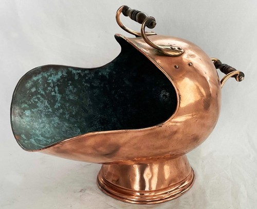 Antique copper log bin - antique, coal
