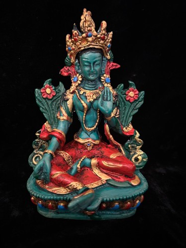 Green tara resin statue - green,