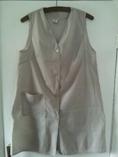Ladies Nylon Overall VGC Creamy Brown/White Square check sleeveless Pinny size W
