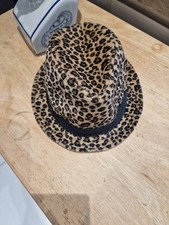 Leopard print trilby hat. One