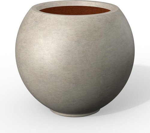 Round concrete flower pot - flower,