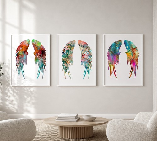 Watercolor angel wings print - wings,