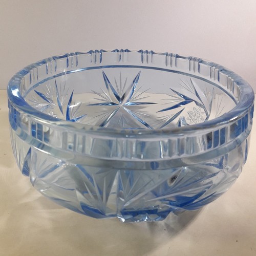 Art deco blue cut glass - art,