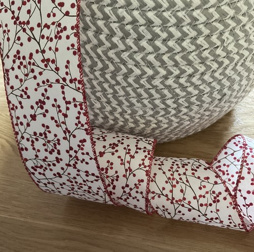 Christmas wired ribbon white - christmas,