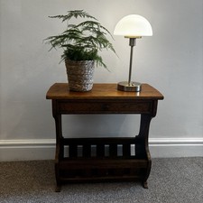 Vintage Oak Magazine Rack Side