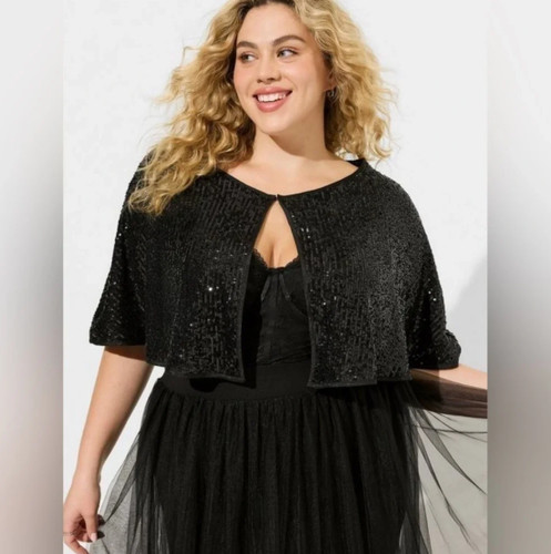 Torrid black sequin capelet - torrid,