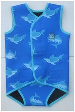 OSPREY BABY SWIM WRAP, BLUE WITH SHARK DESIGN. 18-30 MONTHS, NEOPRENE.