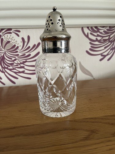 Cut glass sugar sifter silver - cut,