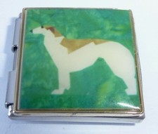 GREYHOUND WHITE BROWN DOG -