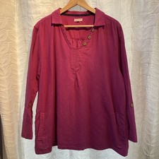 Mudd & Water Hippie Style Cerise Pink 100% Cotton Tunic Top Side Pockets Sz 14