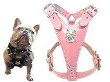 Baby Pink Leather Dog Harness