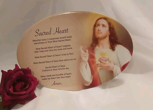 Sacred heart ceramic oval - heart,