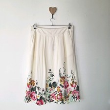 Joules Cream Floral Midi Skirt