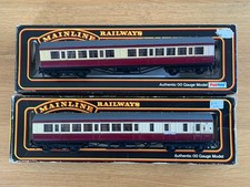OO Mainline boxed ex LMS 57' composite & brake coaches  BR(M) Red & Cream livery