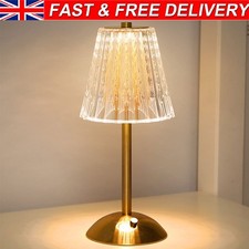 LED Desk Lamp Touch Stepless Dimmable Wireless Bedside Lamp Crystal Gold 3Colors