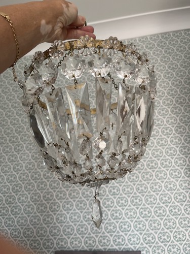 French brass crystal basket - french,