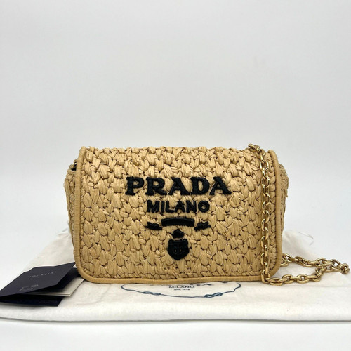 Prada crochet raffia logo - raffia,