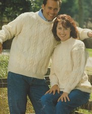 137 Lady's Men's Aran Sweater 32-46" Vintage Knitting Pattern COPY