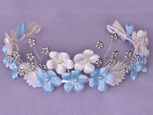 Blue ivory white flower girl - ivory,