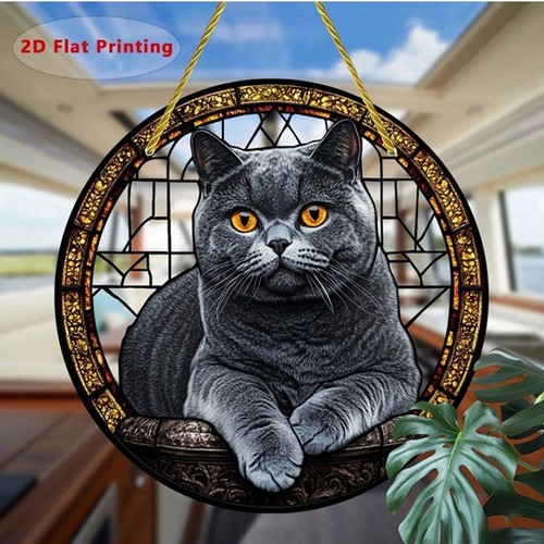 Grey cat suncatcher - grey, decoration