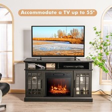 2000W Electric Fireplace Insert Fireplace TV Stand for TVs up to 55 Inches Black