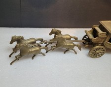 Vintage Brass 4 Horse Stage