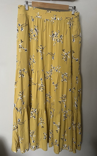 Yellow floral maxi - floral, skirt
