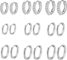 18 PCS Silver Hoop Earrings