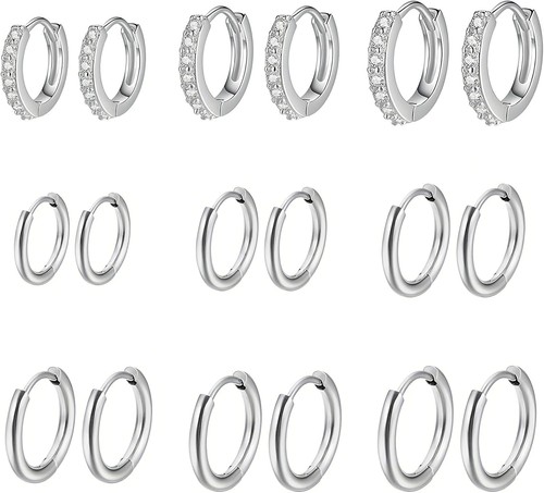 Pcs silver hoop earrings - hoop,