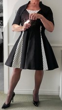 AXOE 1950s dress with polka dot print and vintage style buttons, 4XL - plus...