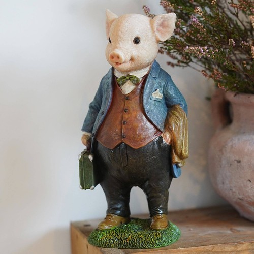 Gentleman pig resin ornament - gentleman,