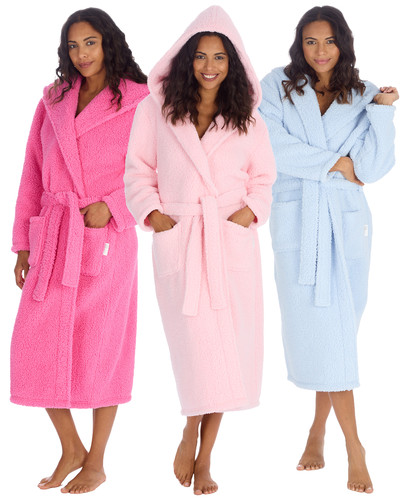 Sherpa fleece hooded robe - sherpa,