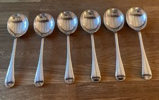 6 Antique Cooper Brothers Silver Plated Old English Pattern Soup Spoons 19.5cm