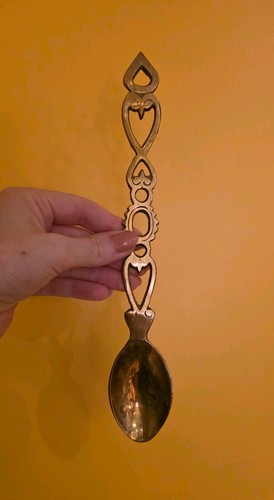 Vintage decorative brass spoon - vintage,