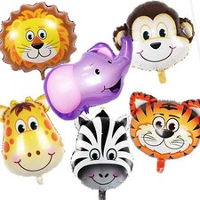 6 x Animal Foil Balloons Safari Party Farm Birthday Balloons Jungle Monkey Head