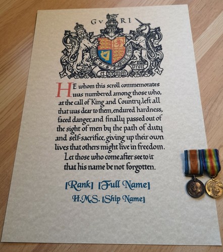 Royal navy memorial - navy, scroll