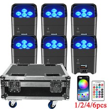6x18W Wireless Par Light Rechargeable Battery Powered RGBWA+UV Uplight w/Case