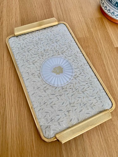 Vintage gold tone serving tray - vintage,