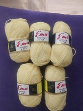 Vintage Emu Knitting 100% Wool  Scotch 4 Ply Yellow 5 X 1 oz.  Balls 