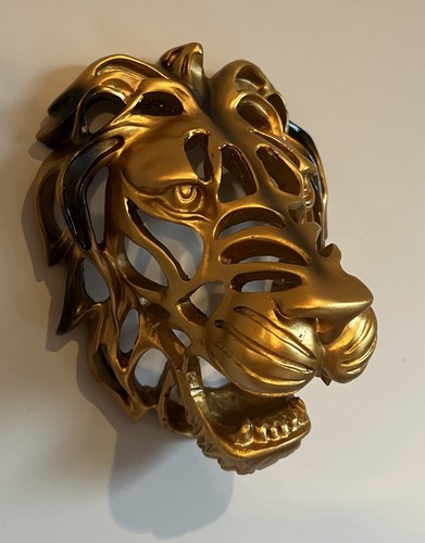 Gold lion head - lion, sculpture