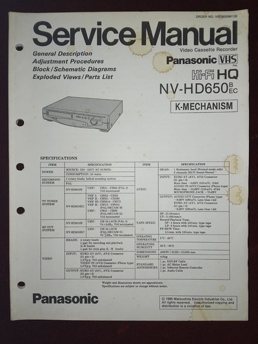 Panasonic hd650 vhs video - panasonic,