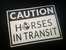 CAUTION HORSES  car/bumper/window/trailer/horsebox vinyl sticker/decal