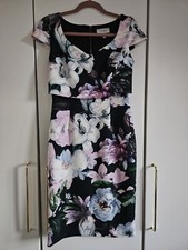 Coast black floral lily pencil dress with faux top - size 10