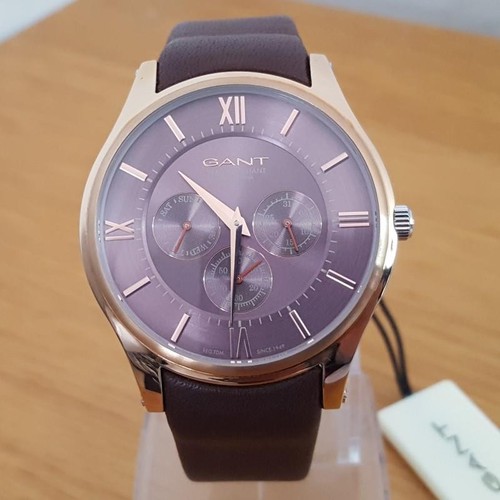 Mens brown leather rose gold - leather, rose-gold