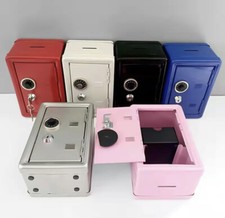 Mini Metal Coin Bank Locker with Keys Kid Money Saving Piggy Bank Safe Box