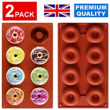 2 X SILICONE DOUGHNUT MOLD DONUT CHOCOLATE MUFFIN BAKING MOULD KITCHEN ICE TRAY